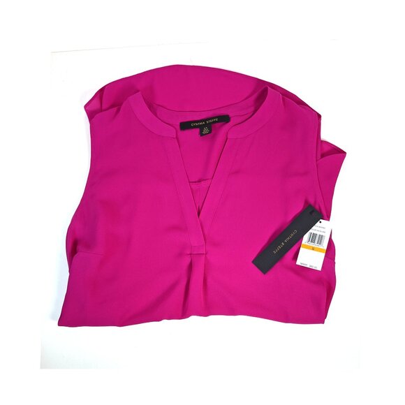 New CYNTHIA STEFFE V-Neck Sleeveless Hi Lo Tunic Top Blouse ~ Fuchsia Pink Small - Picture 8 of 8